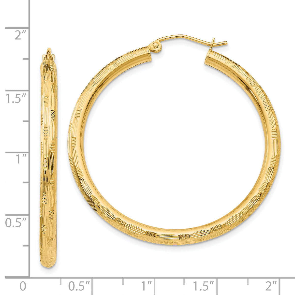 14k Diamond-cut Hoop Earrings-TF558