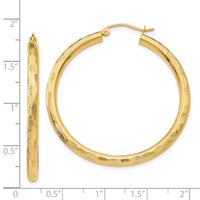 14k Diamond-cut Hoop Earrings-TF558