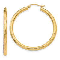 14k Diamond-cut Hoop Earrings-TF558