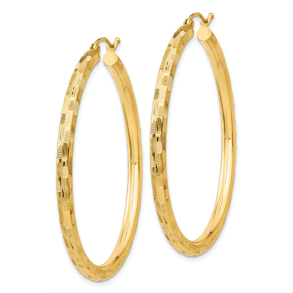 14k Diamond-cut Hoop Earrings-TF559