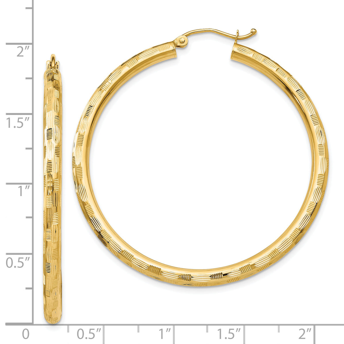 14k Diamond-cut Hoop Earrings-TF559