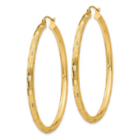 14k Diamond-cut Hoop Earrings-TF560