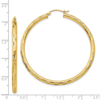 14k Diamond-cut Hoop Earrings-TF560