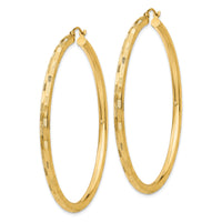 14k Diamond-cut Hoop Earrings-TF561