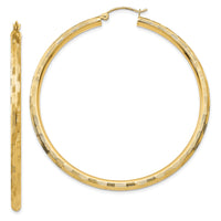 14k Diamond-cut Hoop Earrings-TF561