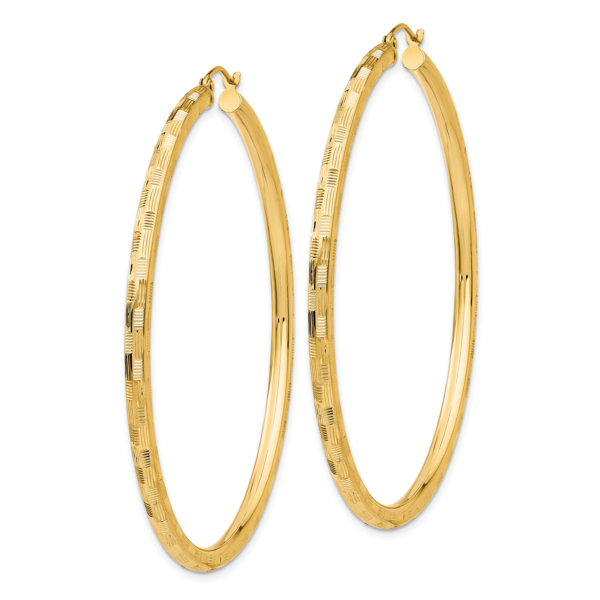 14k Diamond-cut Hoop Earrings-TF562
