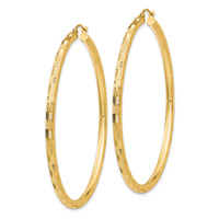 14k Diamond-cut Hoop Earrings-TF562