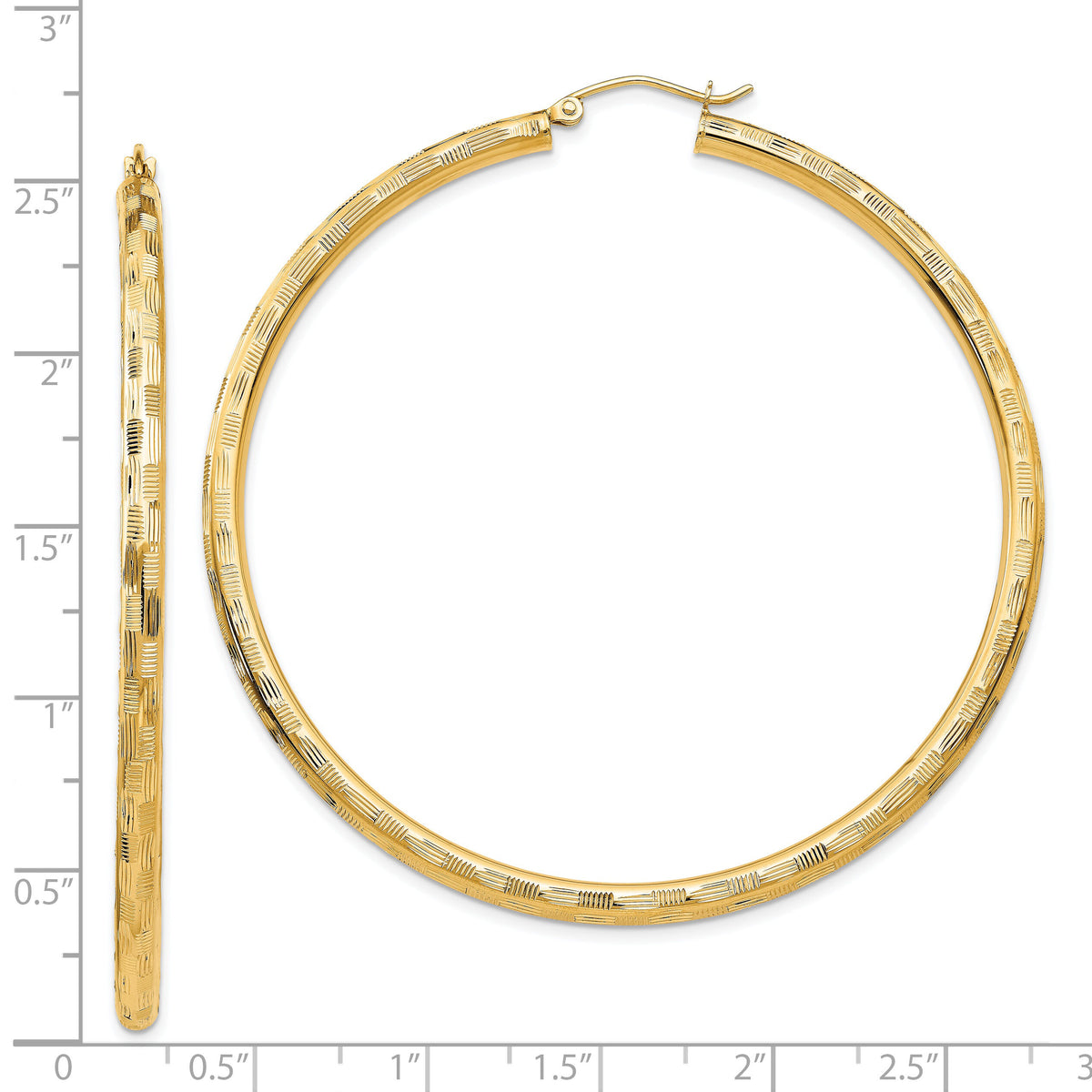 14k Diamond-cut Hoop Earrings-TF562