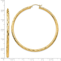 14k Diamond-cut Hoop Earrings-TF562