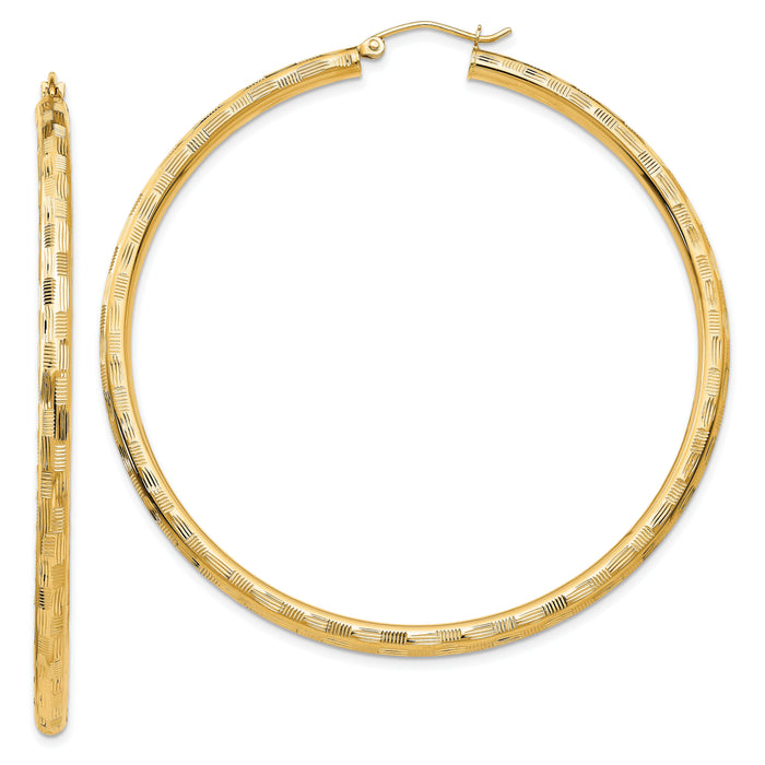 14k Diamond-cut Hoop Earrings-TF562
