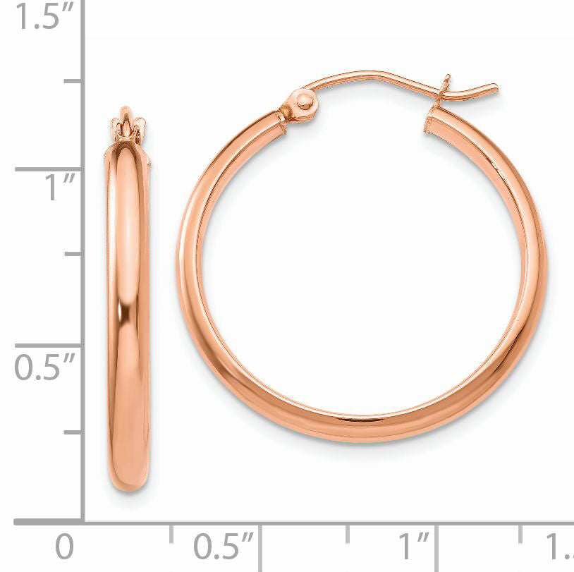 14k Rose Gold Hoop Earrings-TF570