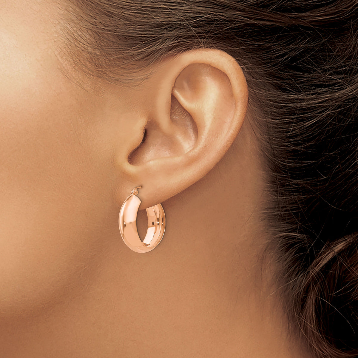 14k Rose Gold Hoop Earrings-TF571
