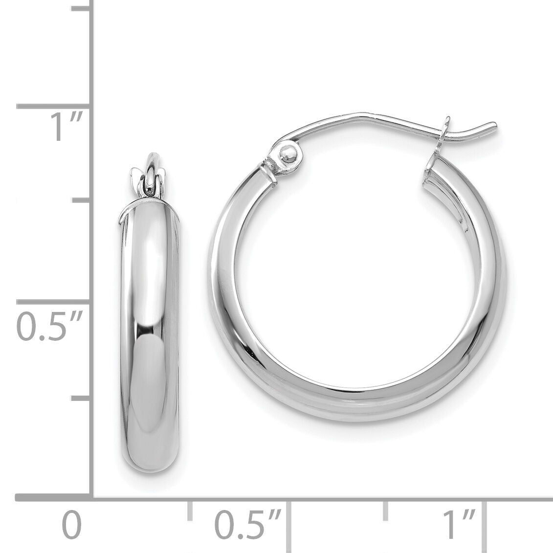 14k White Gold Hoop Earrings-TF574