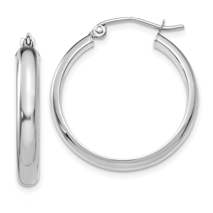 14k White Gold Hoop Earrings-TF575
