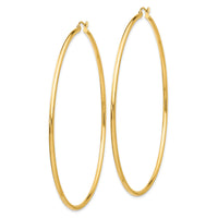 14k Polished 2x75mm Lightweight Tube Hoop Earrings-TF578