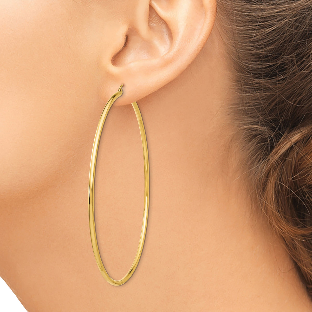 14k Polished 2x75mm Lightweight Tube Hoop Earrings-TF578
