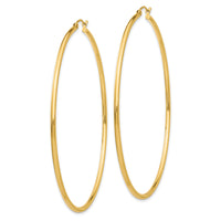 14k Polished 2x70mm Lightweight Tube Hoop Earrings-TF580