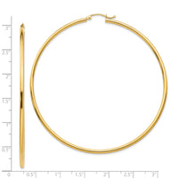 14k Polished 2x70mm Lightweight Tube Hoop Earrings-TF580
