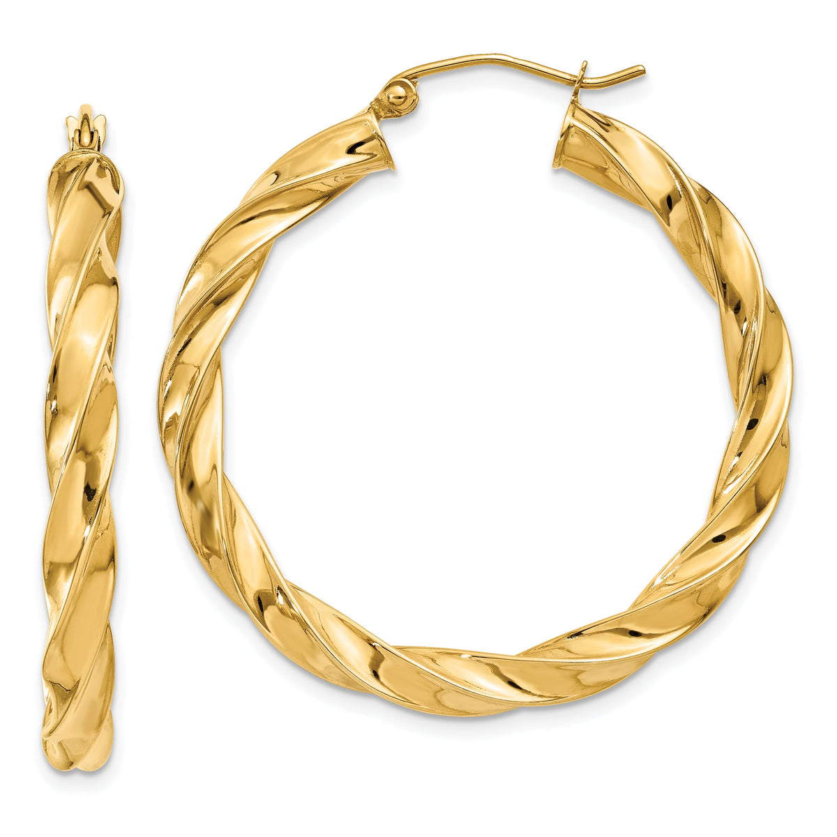 14k Light Twisted Hoop Earrings-TF589