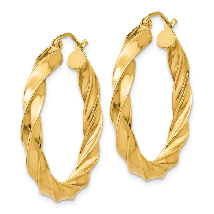 14k Light Twisted Hoop Earrings-TF590