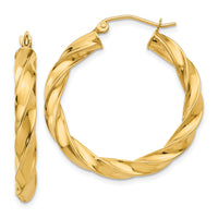 14k Light Twisted Hoop Earrings-TF590