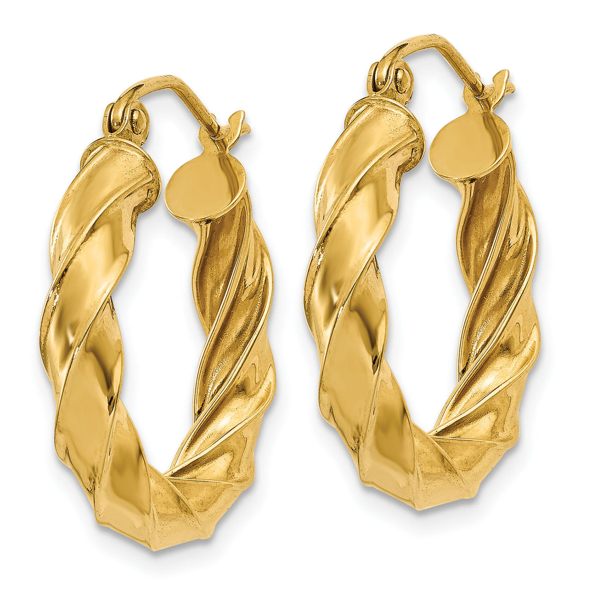 14k Light Twisted Hoop Earrings-TF592