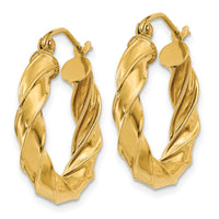 14k Light Twisted Hoop Earrings-TF592