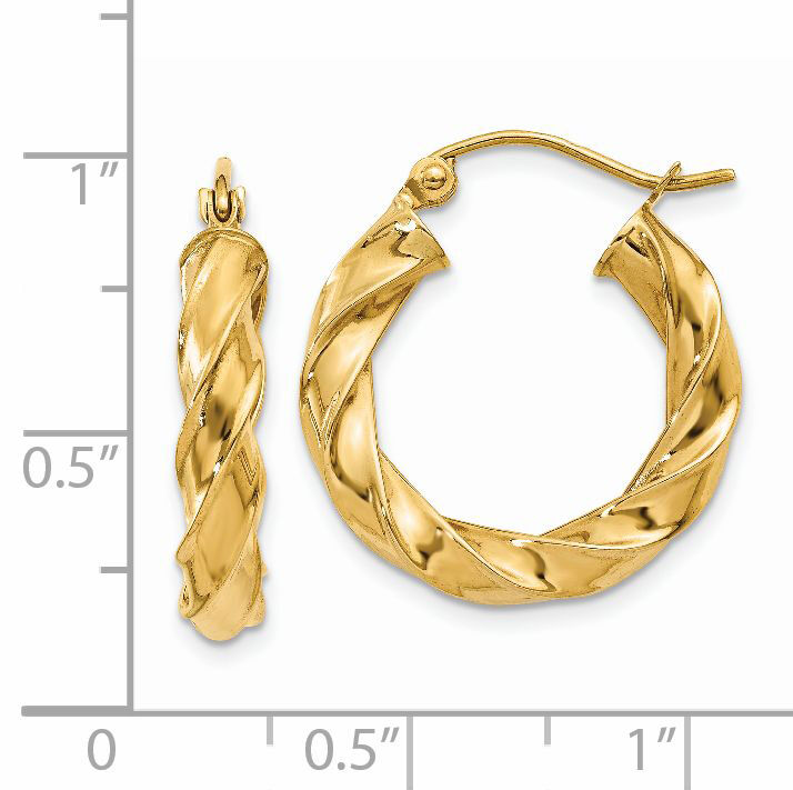 14k Light Twisted Hoop Earrings-TF592