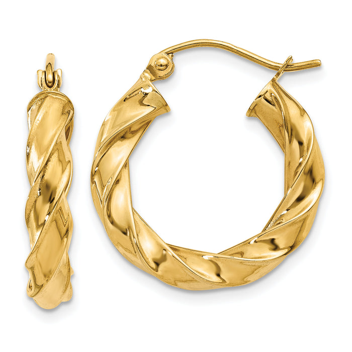 14k Light Twisted Hoop Earrings-TF592