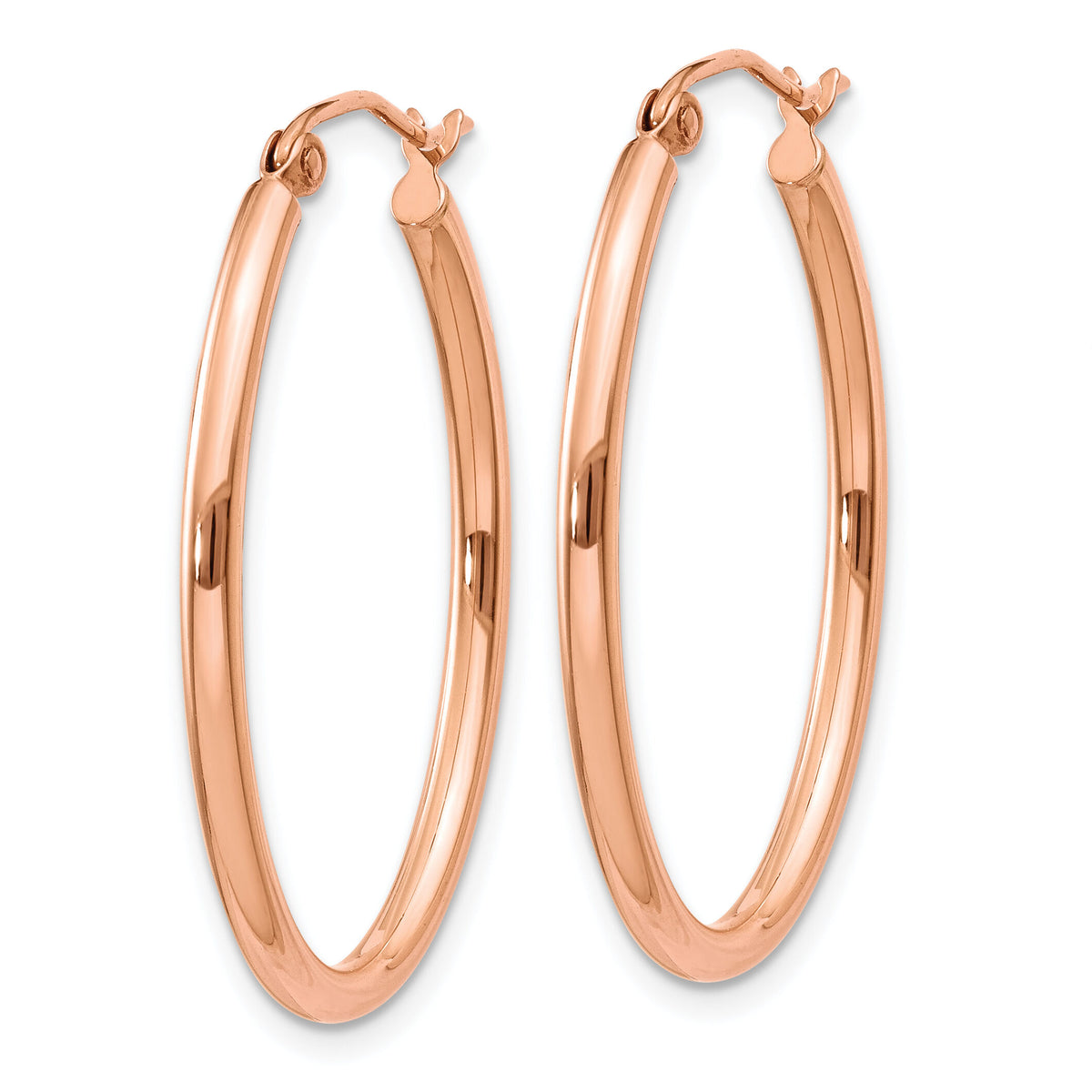 14k Rose Gold Oval Hoop Earrings-TF594