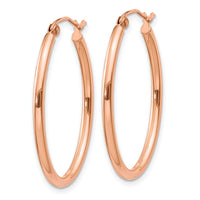 14k Rose Gold Oval Hoop Earrings-TF594