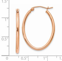 14k Rose Gold Oval Hoop Earrings-TF594