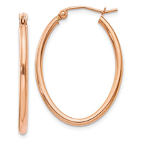 14k Rose Gold Oval Hoop Earrings-TF594