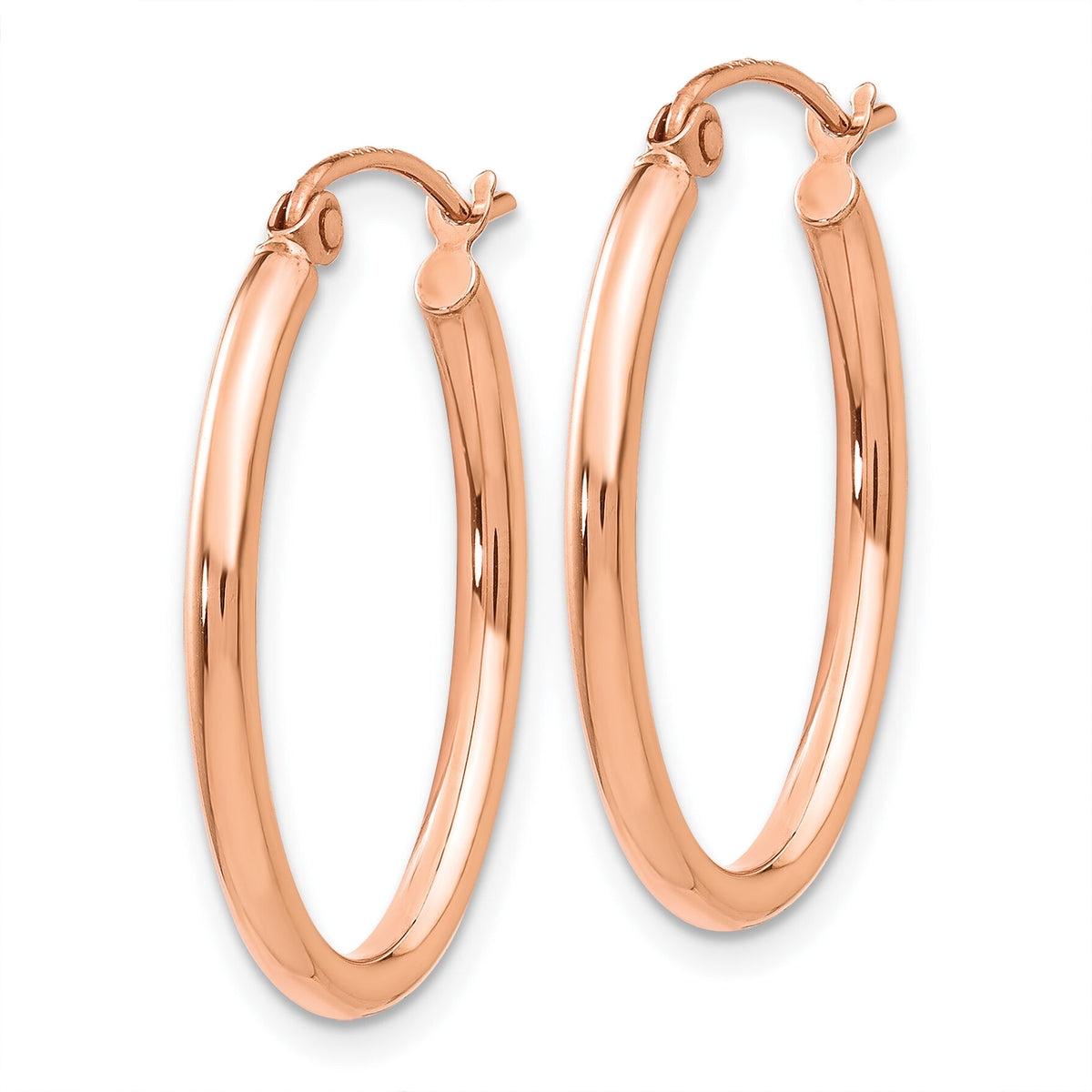 14k Rose Gold Oval Hoop Earrings-TF595