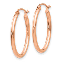 14k Rose Gold Oval Hoop Earrings-TF595