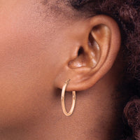 14k Rose Gold Oval Hoop Earrings-TF595