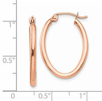 14k Rose Gold Oval Hoop Earrings-TF595