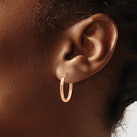 14k Rose Gold Oval Hoop Earrings-TF596