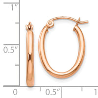 14k Rose Gold Oval Hoop Earrings-TF596