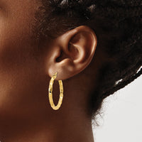 14k Polished/Textured Post Hoop Earring-TF602