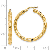 14k Polished/Textured Post Hoop Earring-TF602