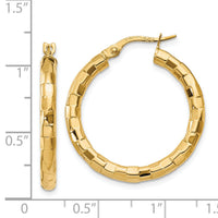 14k Polished/Textured Post Hoop Earring-TF603