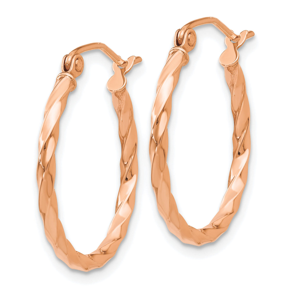 14k Rose Gold Twisted Hoop Earrings-TF604