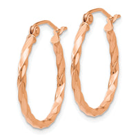 14k Rose Gold Twisted Hoop Earrings-TF604