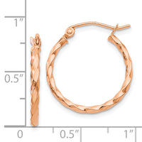 14k Rose Gold Twisted Hoop Earrings-TF604