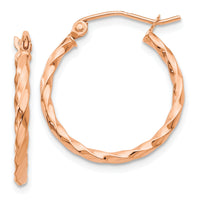 14k Rose Gold Twisted Hoop Earrings-TF604