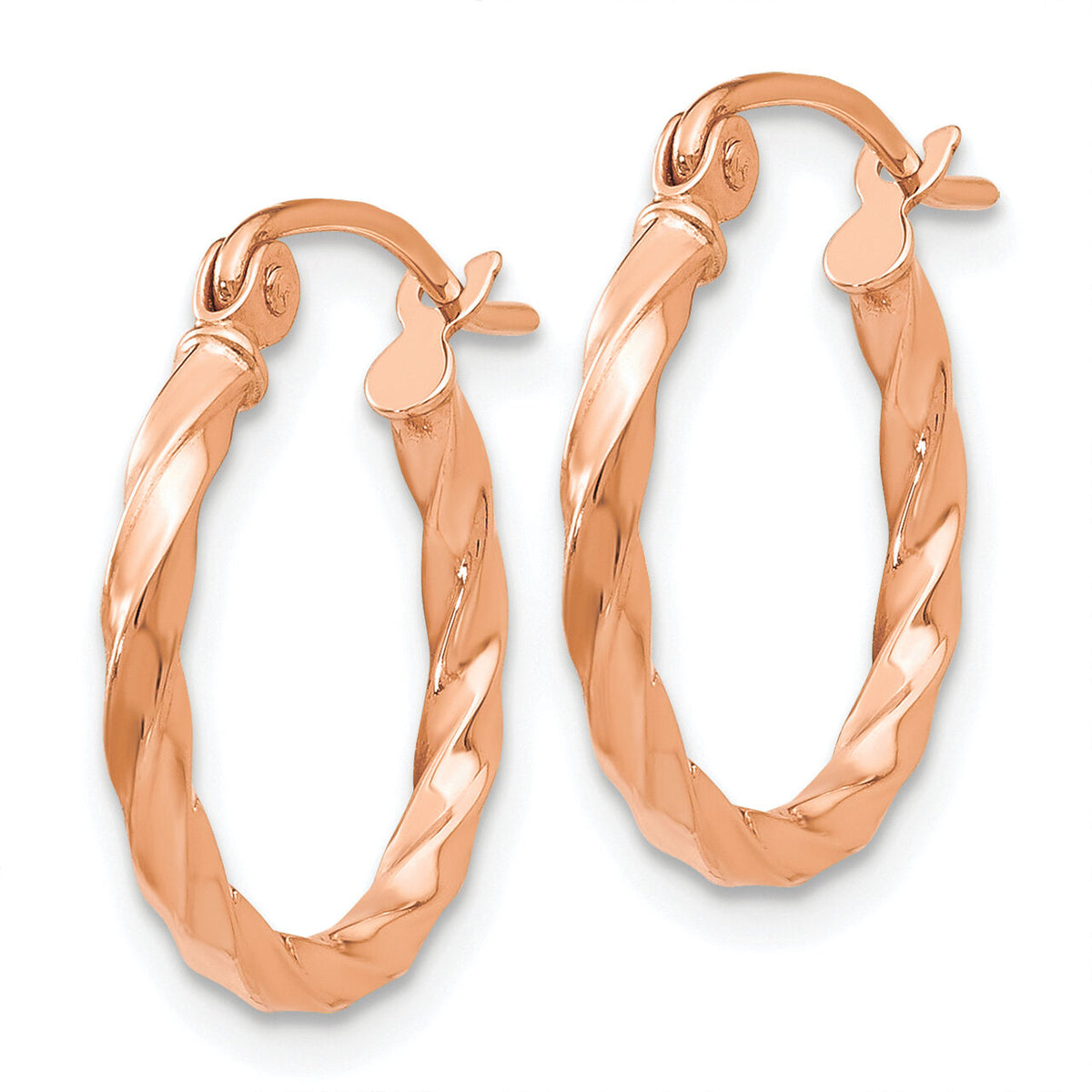 14k Rose Gold Twisted Hoop Earrings-TF605