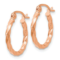 14k Rose Gold Twisted Hoop Earrings-TF605