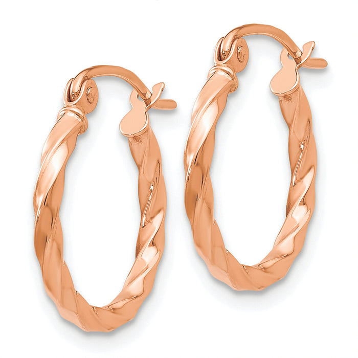 14k Rose Gold Twisted Hoop Earrings-TF605