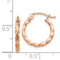 14k Rose Gold Twisted Hoop Earrings-TF605